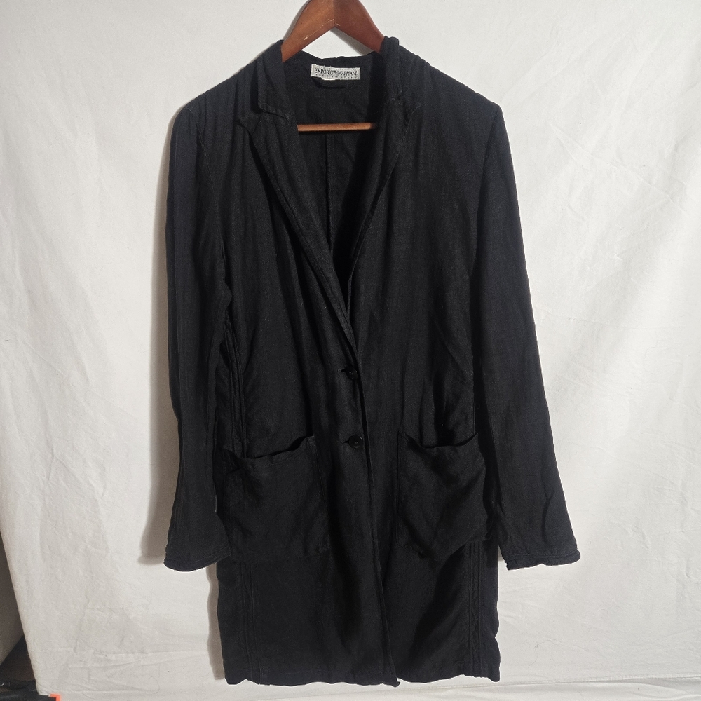 Emporio Armani Black linen jacket with pockets